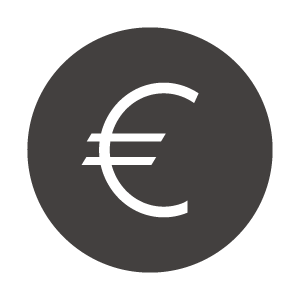 ユーロのコイン（白抜き）アイコン