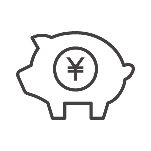円マークと豚の貯金のアイコン