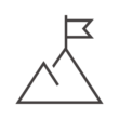 シンプルな山頂と旗のアイコン