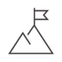 シンプルな山頂と旗のアイコン