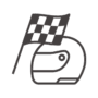 チェッカーフラッグとヘルメットのアイコン