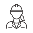 ヘルメットの女性の作業員アイコン