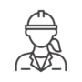 ヘルメットの女性の作業員アイコン