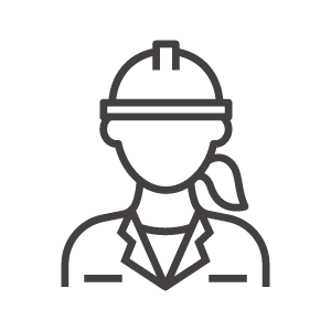 ヘルメットの女性の作業員アイコン