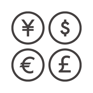 様々な通貨のアイコン