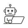 PCで作業するロボットのアイコン