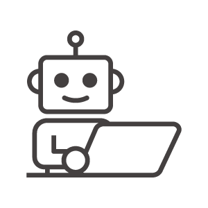 PCで作業するロボットのアイコン