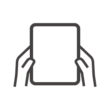 大きなタブレットを縦型で持っているアイコン