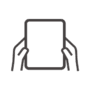 大きなタブレットを縦型で持っているアイコン