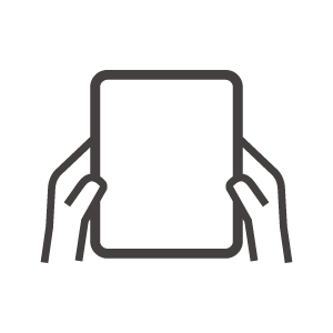 大きなタブレットを縦型で持っているアイコン