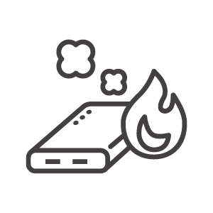 モバイルバッテリーから発火のアイコン