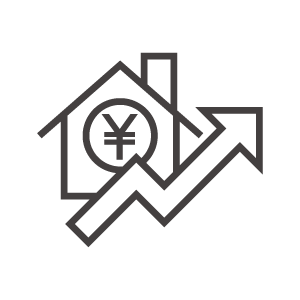 家や建物の価格上昇アイコン