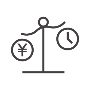 時間とお金の天秤のアイコン