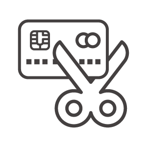 クレジットカードとハサミのアイコン