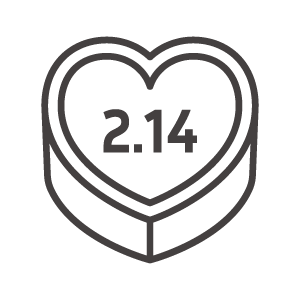 バレンタインデー／ハートのチョコのアイコン